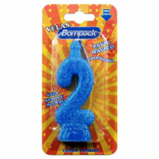 Vela Aniversario BOMPACK Azul N2 24un