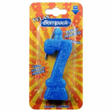 Vela  Aniversrio BOMPACK Azul N7 24un