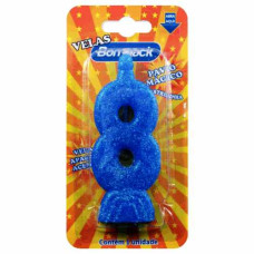 Vela Aniversario BOMPACK Azul N8 24un