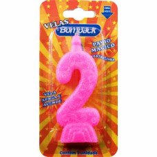 Vela Aniversario BOMPACK Rosa N2 24un