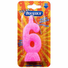 Vela Aniversario BOMPACK Rosa N6 24un