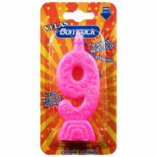 Vela Aniversario BOMPACK Rosa N9 24un