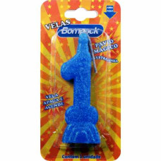 Vela Aniversario Cartela BOMPACK Azul N1 4un