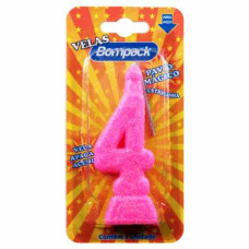 Vela Aniversario Cartela BOMPACK Rosa N4 4un
