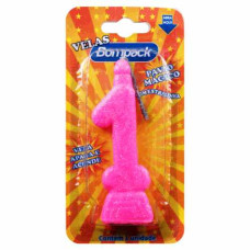 Vela Aniversario Cartela BOMPACK Rosa N1 4un