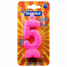 Vela Aniversario Cartela BOMPACK Rosa N5 4un