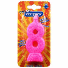 Vela Aniversario Cartela BOMPACK Rosa N8 4un