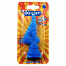 Vela Aniversario Cartela BOMPACK Azul N4 4un